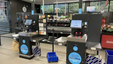 Direkt an seiner neuen Zentrale in Essen, in der Eckenbergstraße 16, findet sich eine der Filialen, in denen Aldi Nord Self-Checkouts mit der Software von GK testet. (Foto: Retail Optimiser)