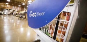 In einem Markt in Cincinnati testet Kroger Smart Cart Technologie von Caper. Das System nützt künstliche Intelligenz zur Produkterkennung. (Foto: Kroger)