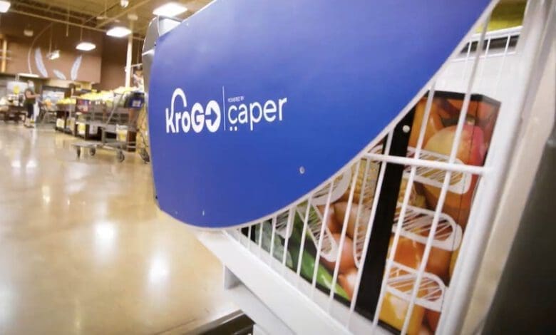 In einem Markt in Cincinnati testet Kroger Smart Cart Technologie von Caper. Das System nützt künstliche Intelligenz zur Produkterkennung. (Foto: Kroger)