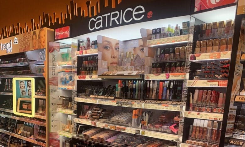 Catrice shelf of cosmetics specialist Cosnova Beauty in a dm store in Hesse, Germany (Photo: Retail Optimiser)