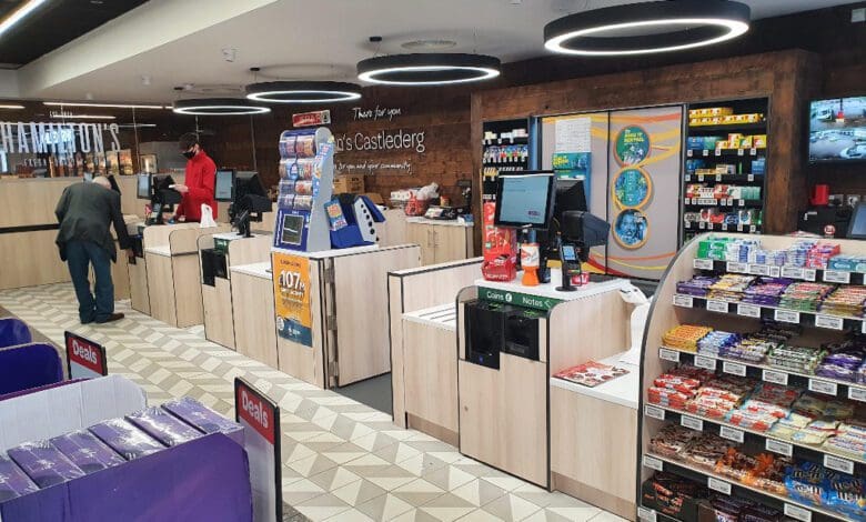 The Henderson Group in Northern Ireland is equipping stores with cash recycling systems from Glory, as here at a Spar store  in Castlederg. (Photo: Glory)