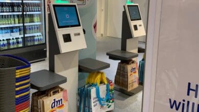 Checkout in a dm store in Frankfurt, Germany: conventional or at self-service checkouts. (Photo: Retail Optimiser)