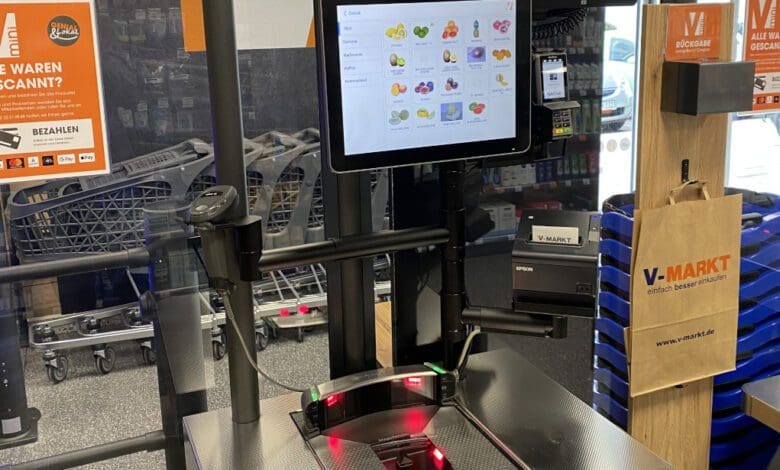 In the first V-mini store of Georg Jos. Kaes GmbH, the POS software from DRS runs at the self-checkout (Photo: DRS AG)