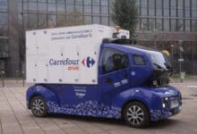 Das elektrisch betriebene autonome Fahrzeug, welches auf dem Campus des Polytechnischen Instituts in Paris eingesetzt wird. (Foto: Carrefour France)