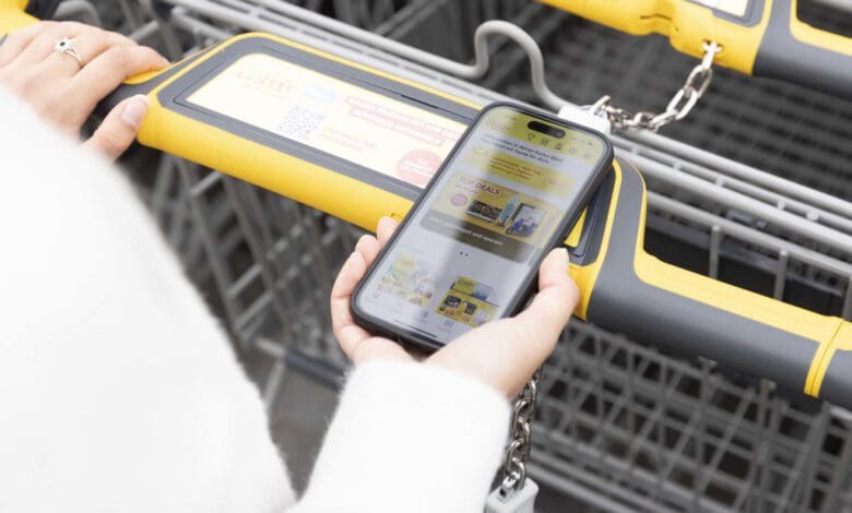 In Burglengenfeld, Bavaria, Edeka's Netto is testing Wanzl's Hybridloc app-based shopping trolley system. (Photo: Wanzl)