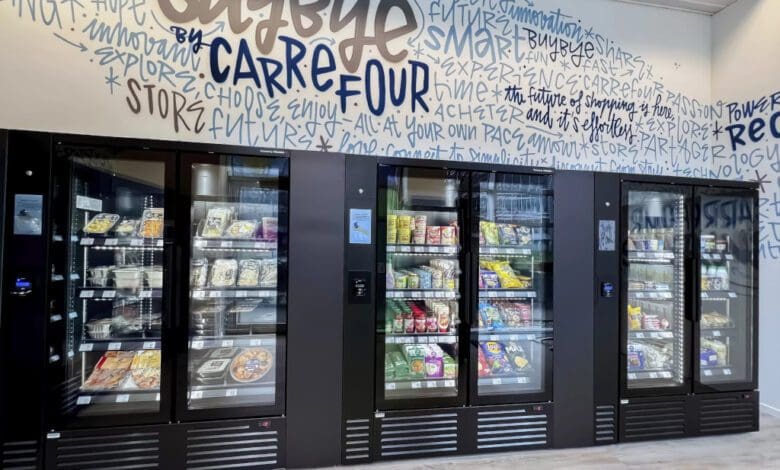 In Carrefour's BuyBye store in Zaventem, Belgium, a set of sensors and cameras capture the goods removed or put back based on AI (Photo: Reckon.ai)