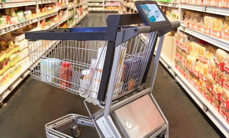 Coruyt is testing an in-house developed self-scanning shopping trolley in its store in the Belgian town of Halle. (Photo: Colruyt Group)