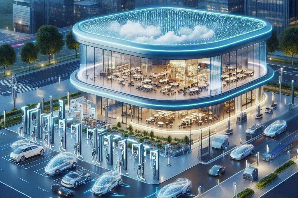 The importance of gastronomic offerings will increase at the mobility hubs of the future. (AI image: Retail Optimiser)