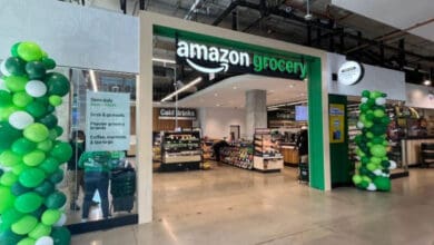 Amazon's new small format utilises a range of self-service systems, but not its own Just-Walk-Out technology. (Photo: Timothy Inklebarger / Supermarket News)