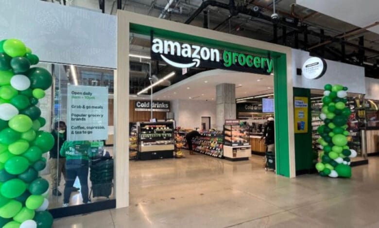 Amazon's new small format utilises a range of self-service systems, but not its own Just-Walk-Out technology. (Photo: Timothy Inklebarger / Supermarket News)