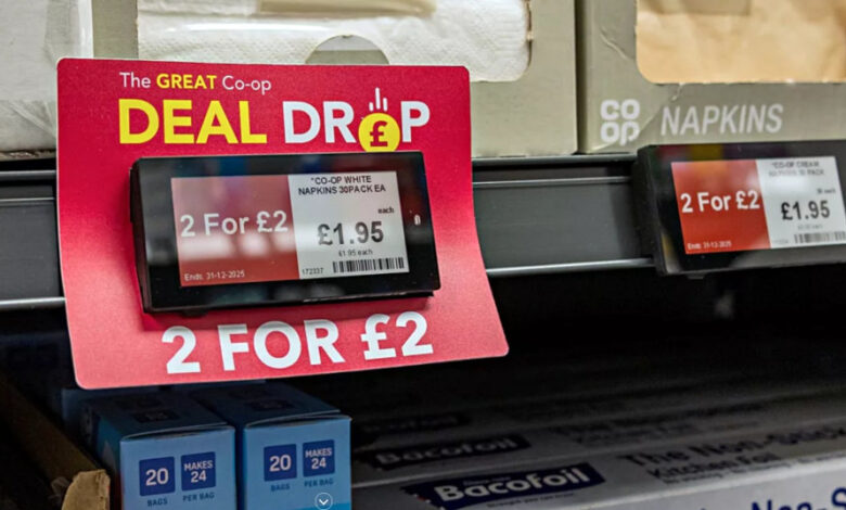 Die elektronischen Etiketten wurden erstmals im Oktober 2025 im The Bridge Food Store in Newark getestet. (Foto: Lincolnshire Co-op)