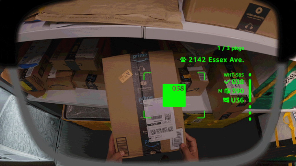 The glasses provide delivery personnel with real-time package information, navigation prompts, and proof-of-delivery image capture directly within their field of vision. (Photo: Amazon)