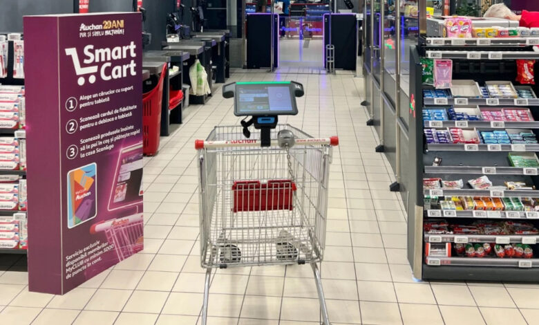 Auchan Romania hat ein SB-Warenhaus in Bukarest mit der Snapcart-Lösung von Hanshow und Shopreme ausgestattet. (Foto: Auchan Romania)