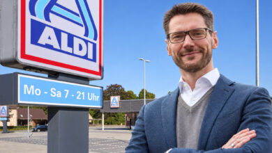 Dirk Fust takes charge of IT in the board of the German country operation of Aldi Nord. (Photo: Lidl / Aldi Nord / AI montage: Retail Optimiser)